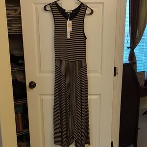 Striped Black and White Sleeveless Dress